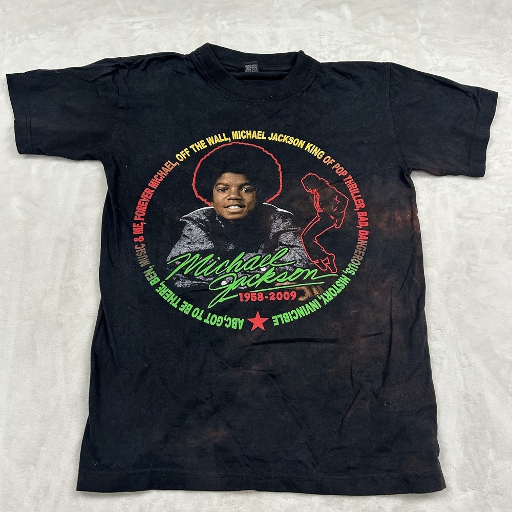 Hitz Michael Jackson Graphic Tee Mens S Black King of Pop Tribute Distressed
